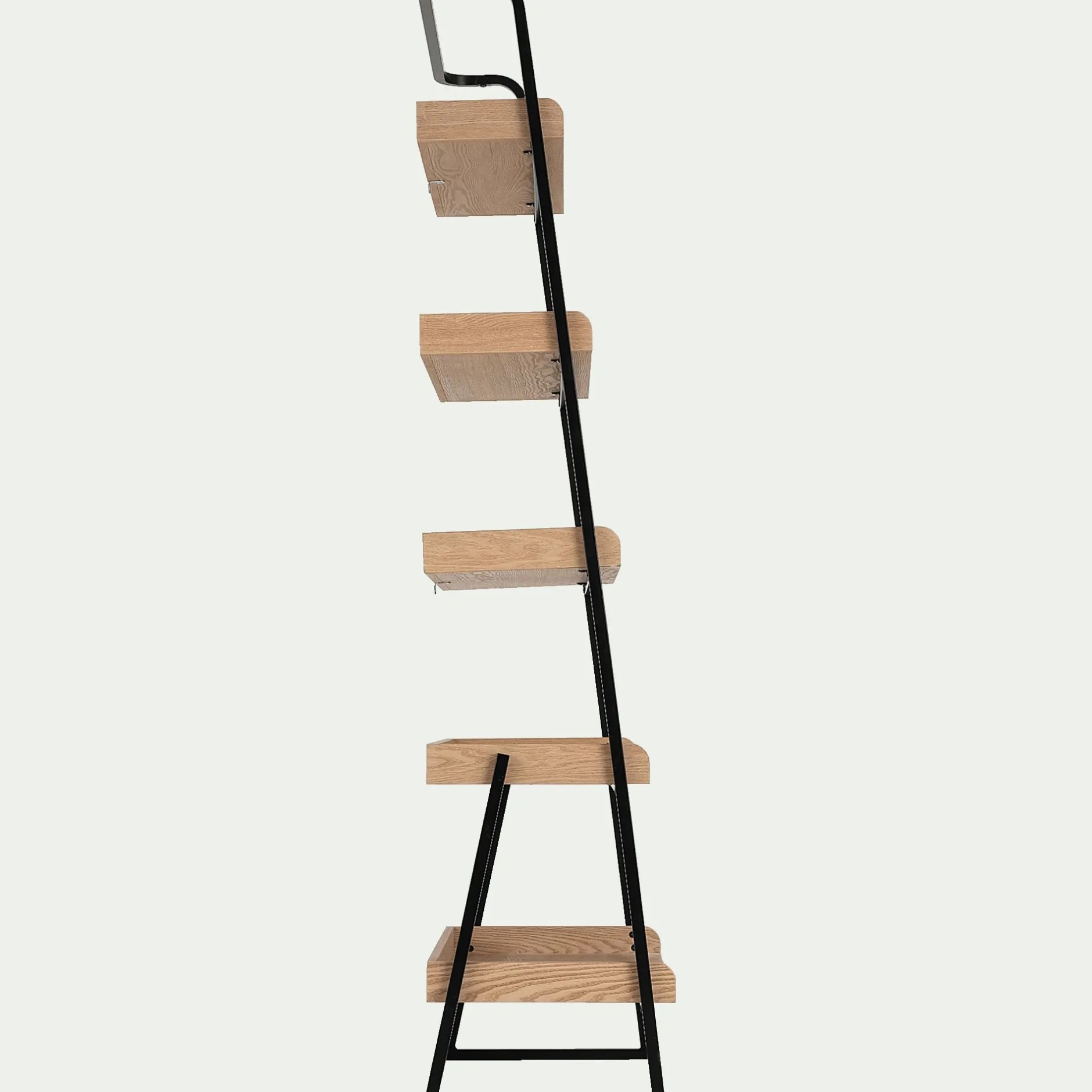 Bibliothèque Et Étagère*alinea Etagère 5 tablettes plaquée frêne et métal noir - L80cm Bois clair