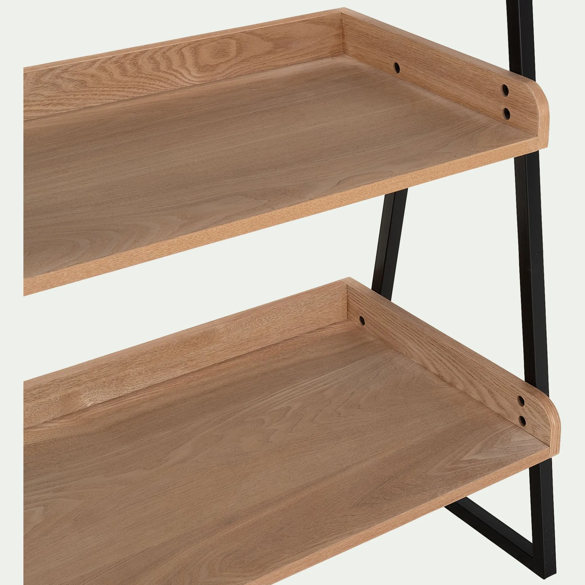 Bibliothèque Et Étagère*alinea Etagère 5 tablettes plaquée frêne et métal noir - L80cm Bois clair