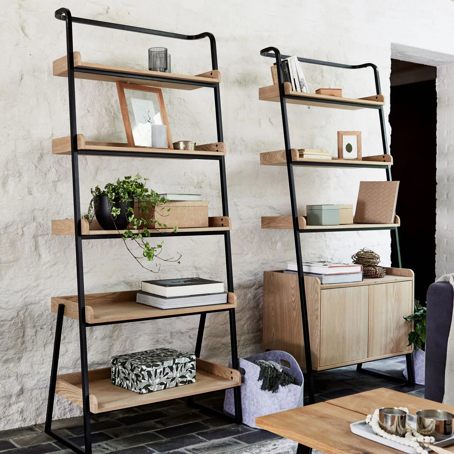 Bibliothèque Et Étagère*alinea Etagère 5 tablettes plaquée frêne et métal noir - L80cm Bois clair