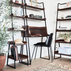 Bibliothèque Et Étagère*alinea Etagère 5 tablettes plaquée noyer et métal noir - L80cm Bois foncé