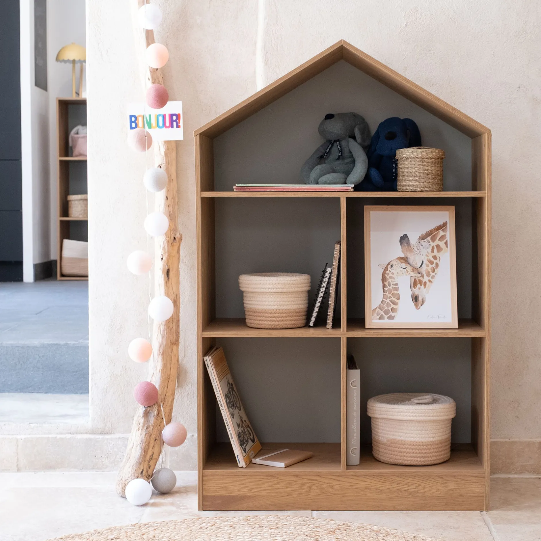Bibliothèque Enfant|Bibliothèque Enfant*alinea Etagère maison 5 cases en bois - Bois clair