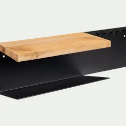 Étagère Murale*alinea Etagère murale en pin et métal - L50xl15,5xH15cm Noir