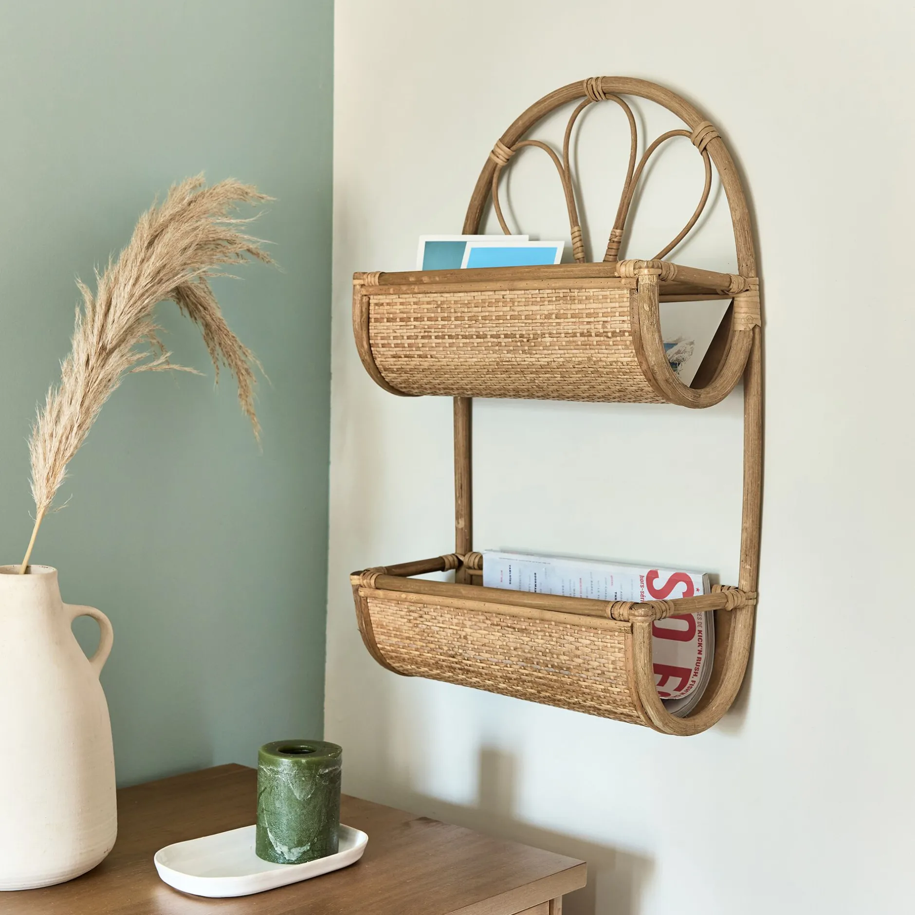 Étagère Murale*alinea Etagère murale en rotin - L40,5xl16,5xH63cm Naturel