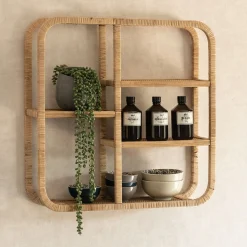Étagère Murale*alinea Etagère murale en rotin - 65x65cm Naturel