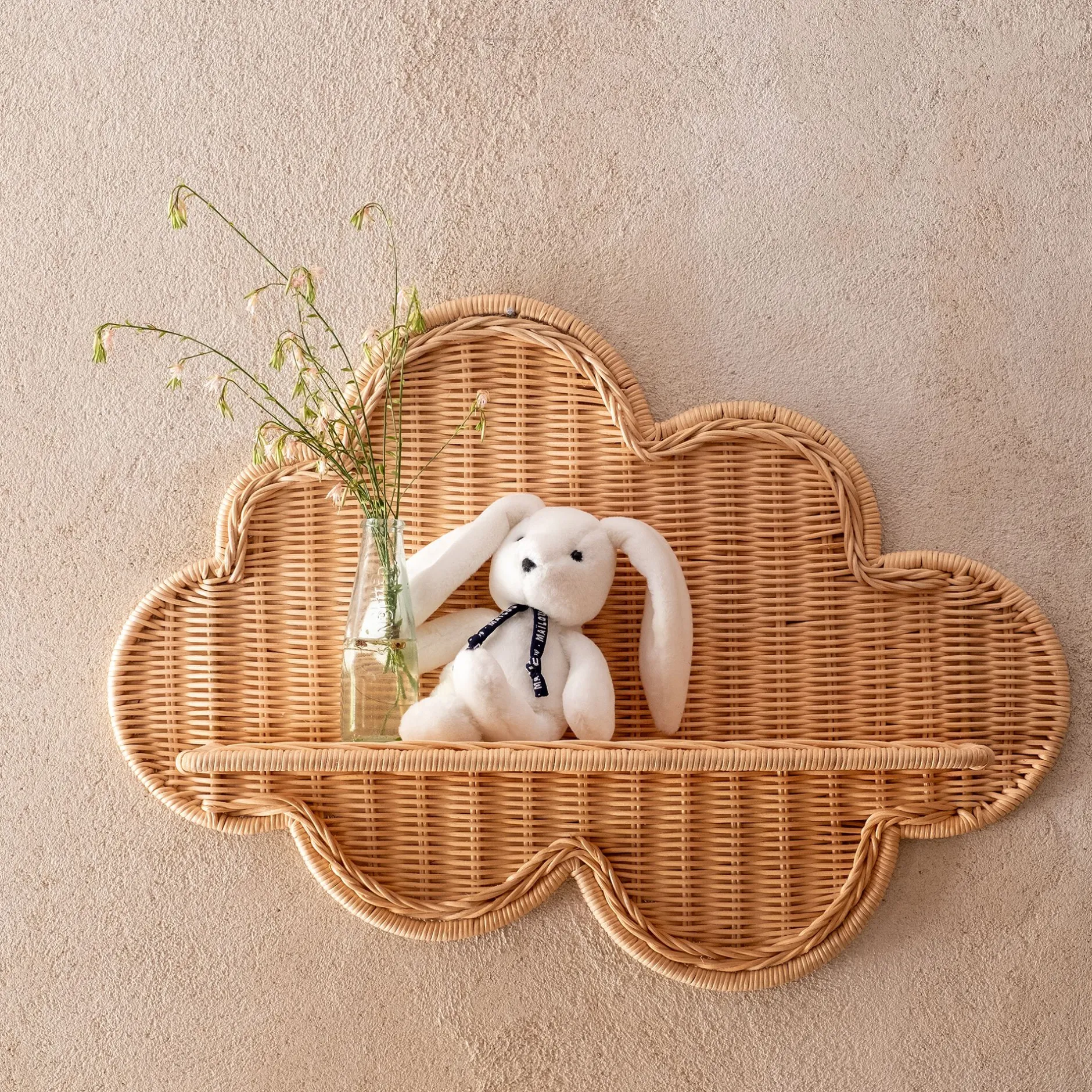 Matelas Enfant|Déco Murale*alinea Etagère murale nuage en rotin 40x58cm - Naturel