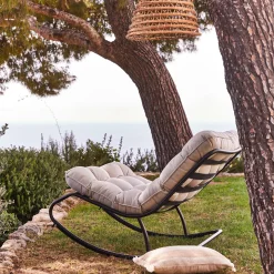 Pouf Exterieur|Fauteuil De Jardin*alinea Fauteuil à bascule de jardin en acier - roucas Beige