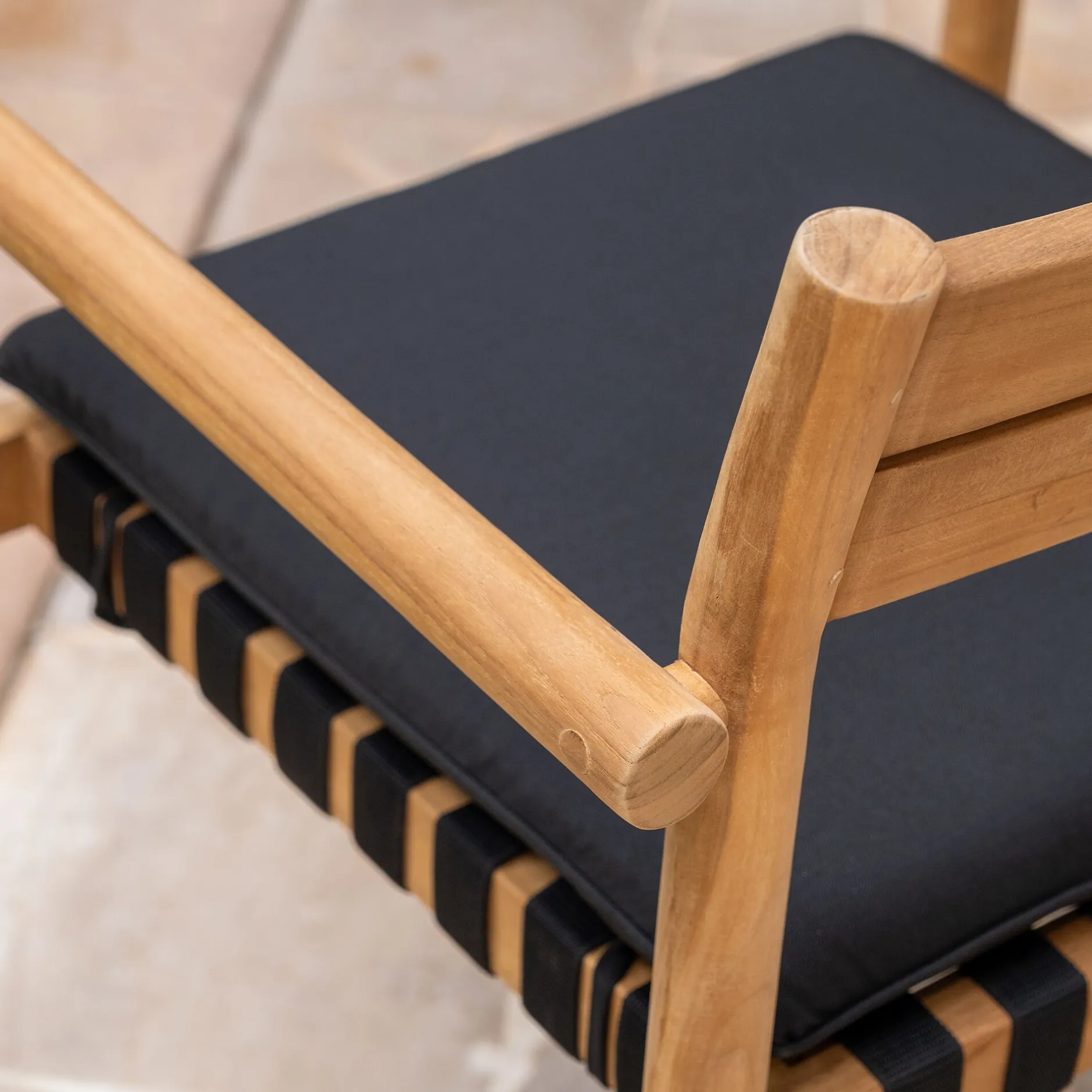 Pouf Exterieur|Fauteuil De Jardin*alinea Fauteuil de jardin à sangles en teck - Bois clair