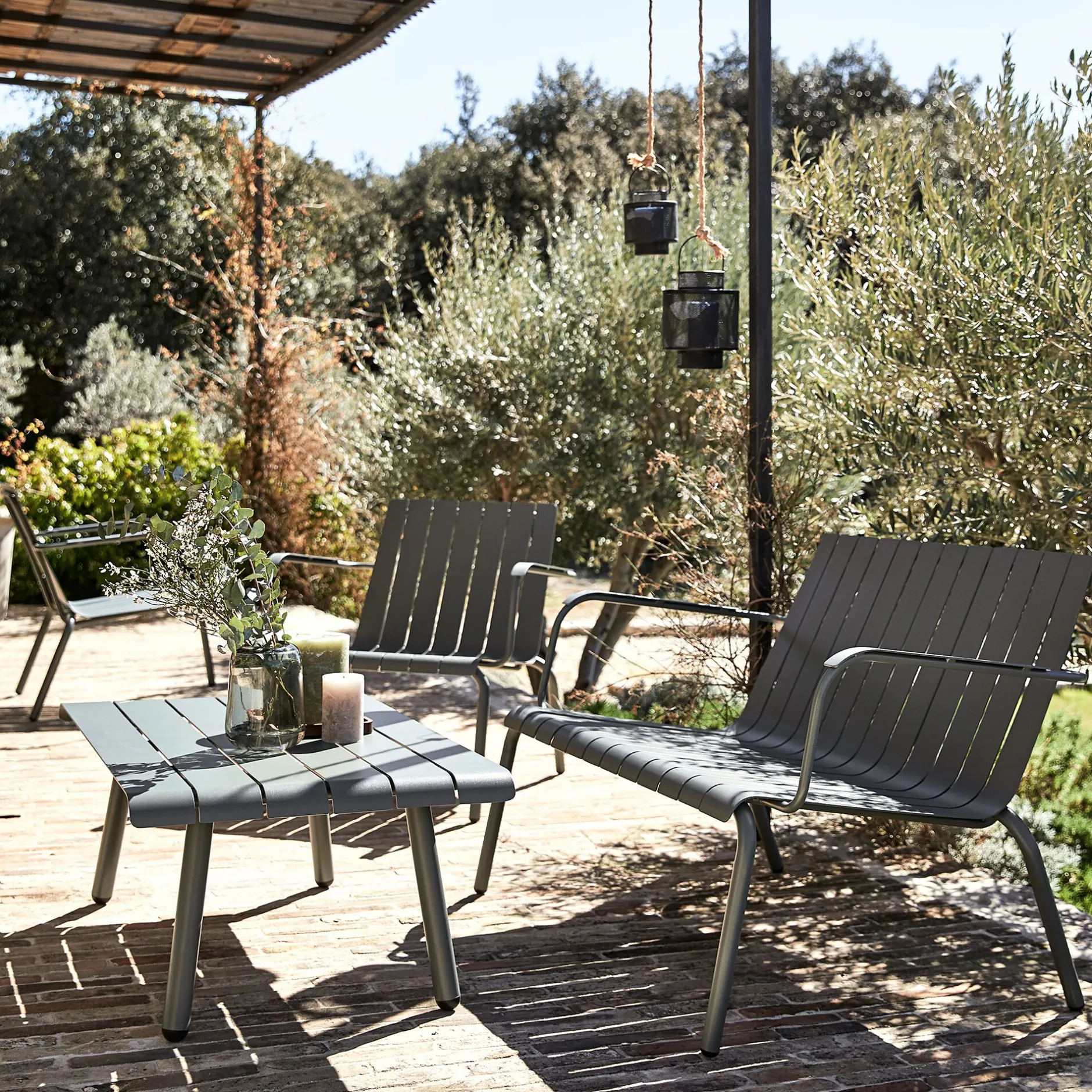 Fauteuil De Jardin*alinea Fauteuil de jardin aluminium avec accoudoirs cèdre Vert