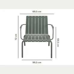 Fauteuil De Jardin*alinea Fauteuil de jardin aluminium avec accoudoirs cèdre Vert