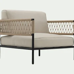 Pouf Exterieur|Fauteuil De Jardin*alinea Fauteuil de jardin en acier et corde - Beige