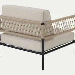 Pouf Exterieur|Fauteuil De Jardin*alinea Fauteuil de jardin en acier et corde - Beige