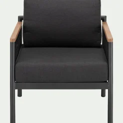 Pouf Exterieur|Fauteuil De Jardin*alinea Fauteuil de jardin en aluminium et corde - Noir