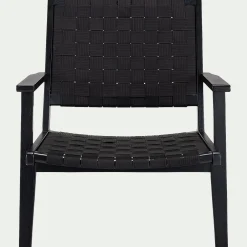 Pouf Exterieur|Fauteuil De Jardin*alinea Fauteuil de jardin en bois d'eucalyptus et polyester - Noir