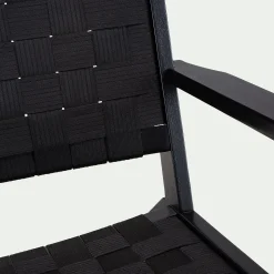 Pouf Exterieur|Fauteuil De Jardin*alinea Fauteuil de jardin en bois d'eucalyptus et polyester - Noir