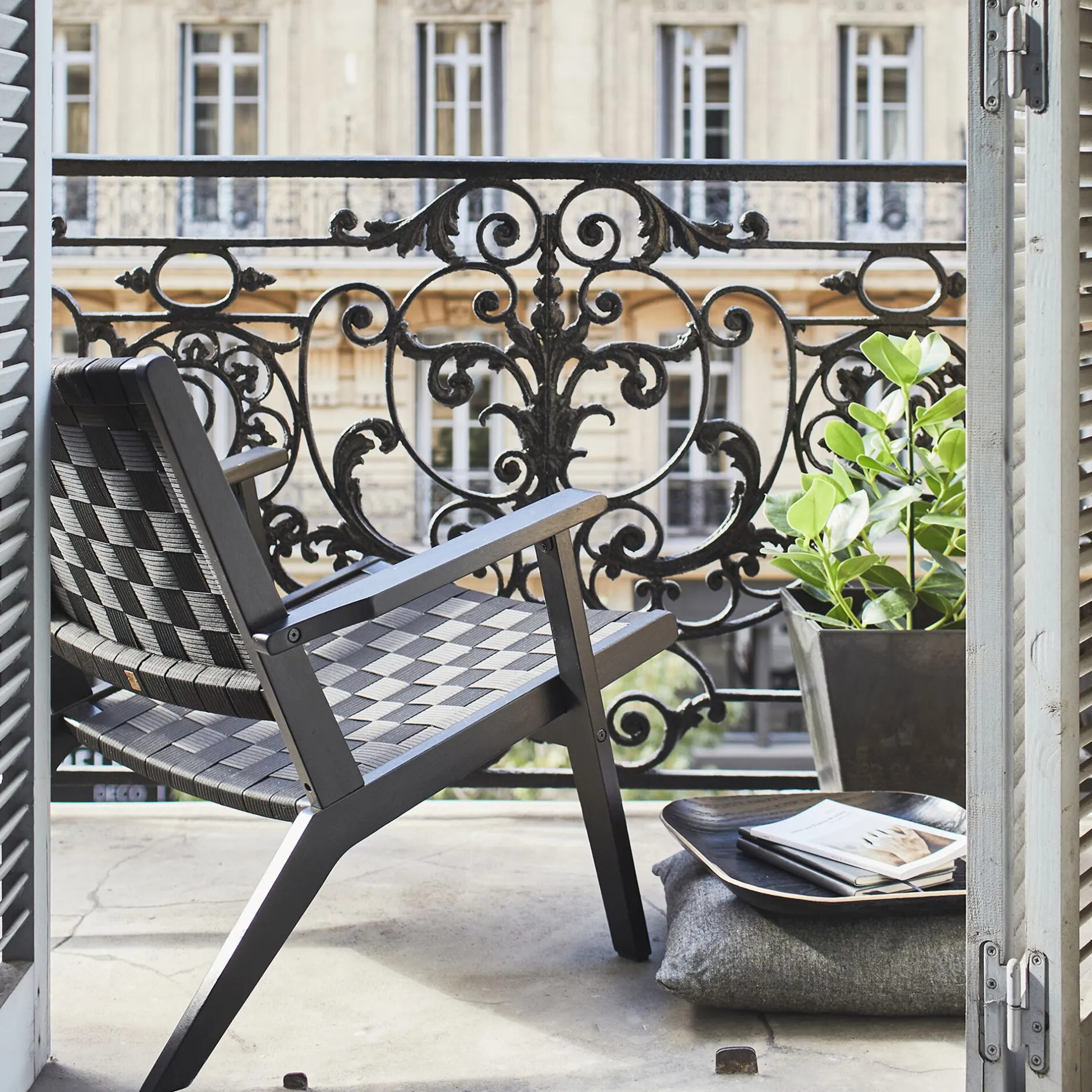 Pouf Exterieur|Fauteuil De Jardin*alinea Fauteuil de jardin en bois d'eucalyptus et polyester - Noir