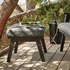 Salon De Jardin Bois*alinea Fauteuil de jardin et repose-pieds en bois d'eucalyptus - Noir