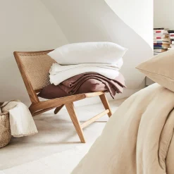 Fauteuil*alinea Fauteuil en chêne et rotin - Bois clair