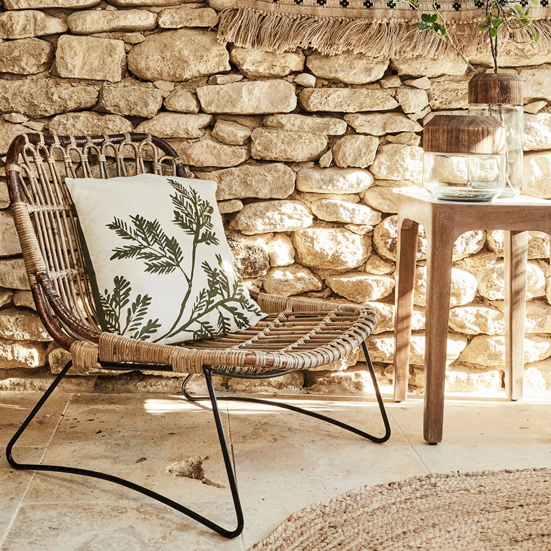 Fauteuil*alinea Fauteuil en rotin et métal Naturel