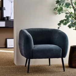 Fauteuil*alinea Fauteuil en tissu avec pieds en acier - Bleu