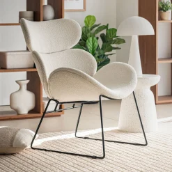 Fauteuil*alinea Fauteuil en tissu bouclettes - Beige