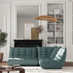 Fauteuil*alinea Fauteuil en tissu chenille - calaluna Bleu