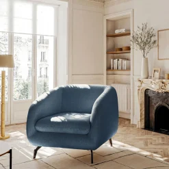 Fauteuil*alinea Fauteuil en tissu doux tramé - Bleu