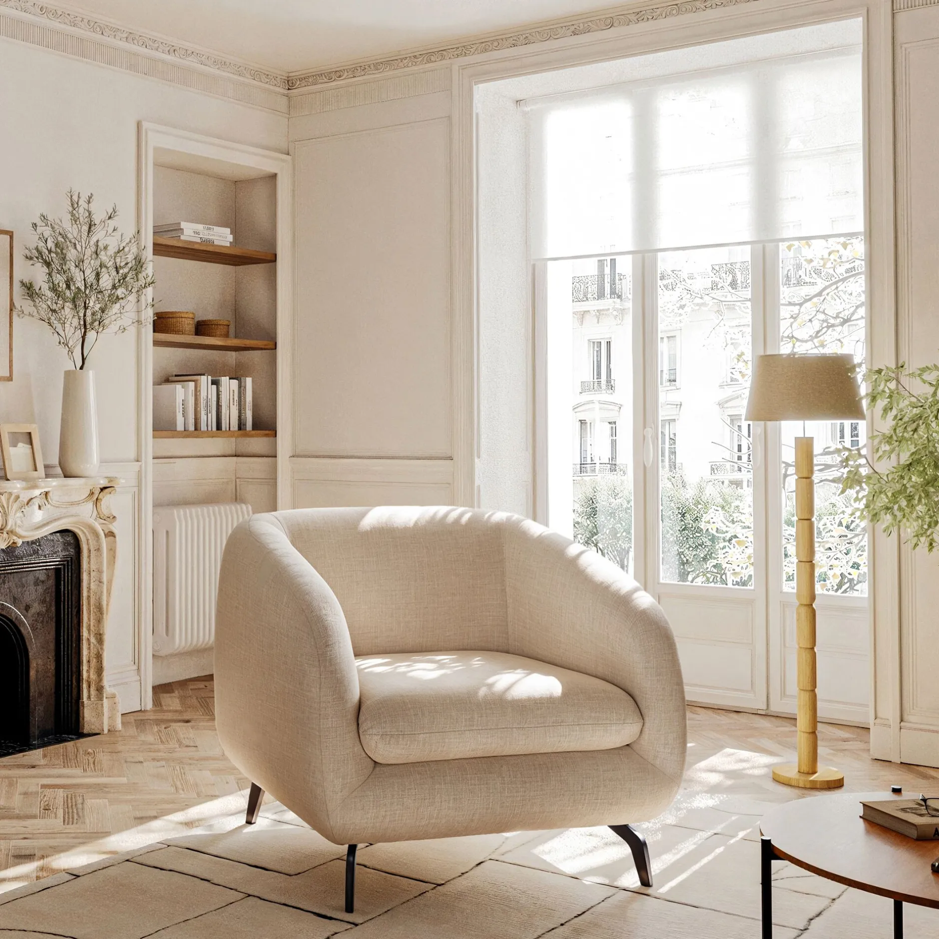 Fauteuil*alinea Fauteuil en tissu doux tramé - écru Blanc