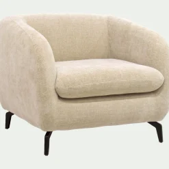 Fauteuil*alinea Fauteuil en tissu doux tramé - écru Blanc