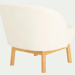 Fauteuil*alinea Fauteuil en tissu effet moutonné et piétement en hévéa - capelan Blanc