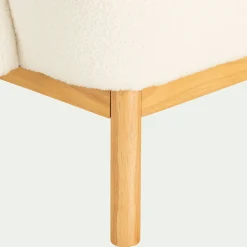 Fauteuil*alinea Fauteuil en tissu effet moutonné et piétement en hévéa - capelan Blanc