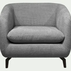 Fauteuil*alinea Fauteuil en tissu tramé piétement noir - ardoise Gris