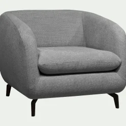 Fauteuil*alinea Fauteuil en tissu tramé piétement noir - ardoise Gris