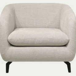 Fauteuil*alinea Fauteuil en tissu tramé piétement noir - roucas Beige