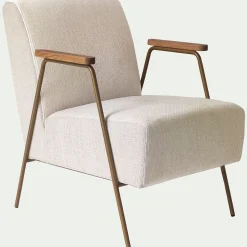 Fauteuil*alinea Fauteuil en velours - Beige