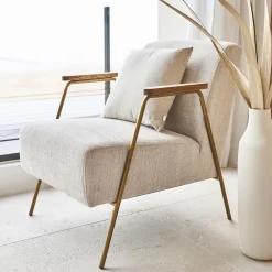 Fauteuil*alinea Fauteuil en velours - Beige