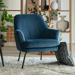 Fauteuil*alinea Fauteuil en velours - myrte Bleu