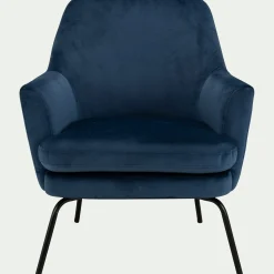 Fauteuil*alinea Fauteuil en velours - myrte Bleu