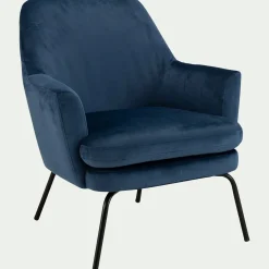 Fauteuil*alinea Fauteuil en velours - myrte Bleu