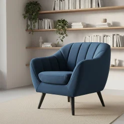 Fauteuil*alinea Fauteuil en velours - myrte Bleu