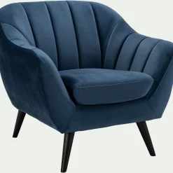 Fauteuil*alinea Fauteuil en velours - myrte Bleu