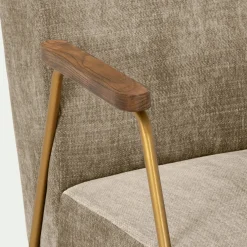 Fauteuil*alinea Fauteuil en velours - brun châtaigner Marron