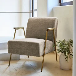 Fauteuil*alinea Fauteuil en velours - brun châtaigner Marron