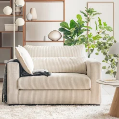 Fauteuil|Petit Canapé*alinea Fauteuil en velours côtelé Azores - Beige