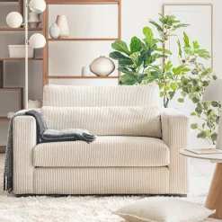 Fauteuil|Petit Canapé*alinea Fauteuil en velours côtelé Azores - Beige