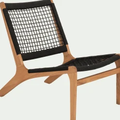 Pouf Exterieur|Transat Et Chaise Longue*alinea Fauteuil et repose pied en eucalyptus - Noir