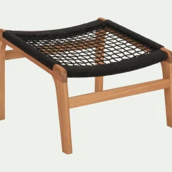 Pouf Exterieur|Transat Et Chaise Longue*alinea Fauteuil et repose pied en eucalyptus - Noir