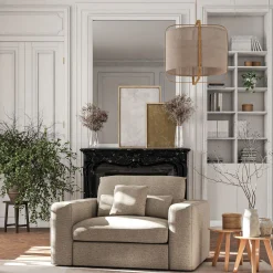 Fauteuil*alinea Fauteuil fixe en tissu chenille - roucas Beige