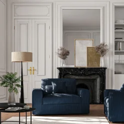 Fauteuil|Petit Canapé*alinea Fauteuil fixe en tissu côtelé - Bleu calabrun