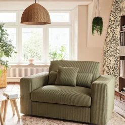 Fauteuil*alinea Fauteuil fixe en velours côtelé - cèdre Vert