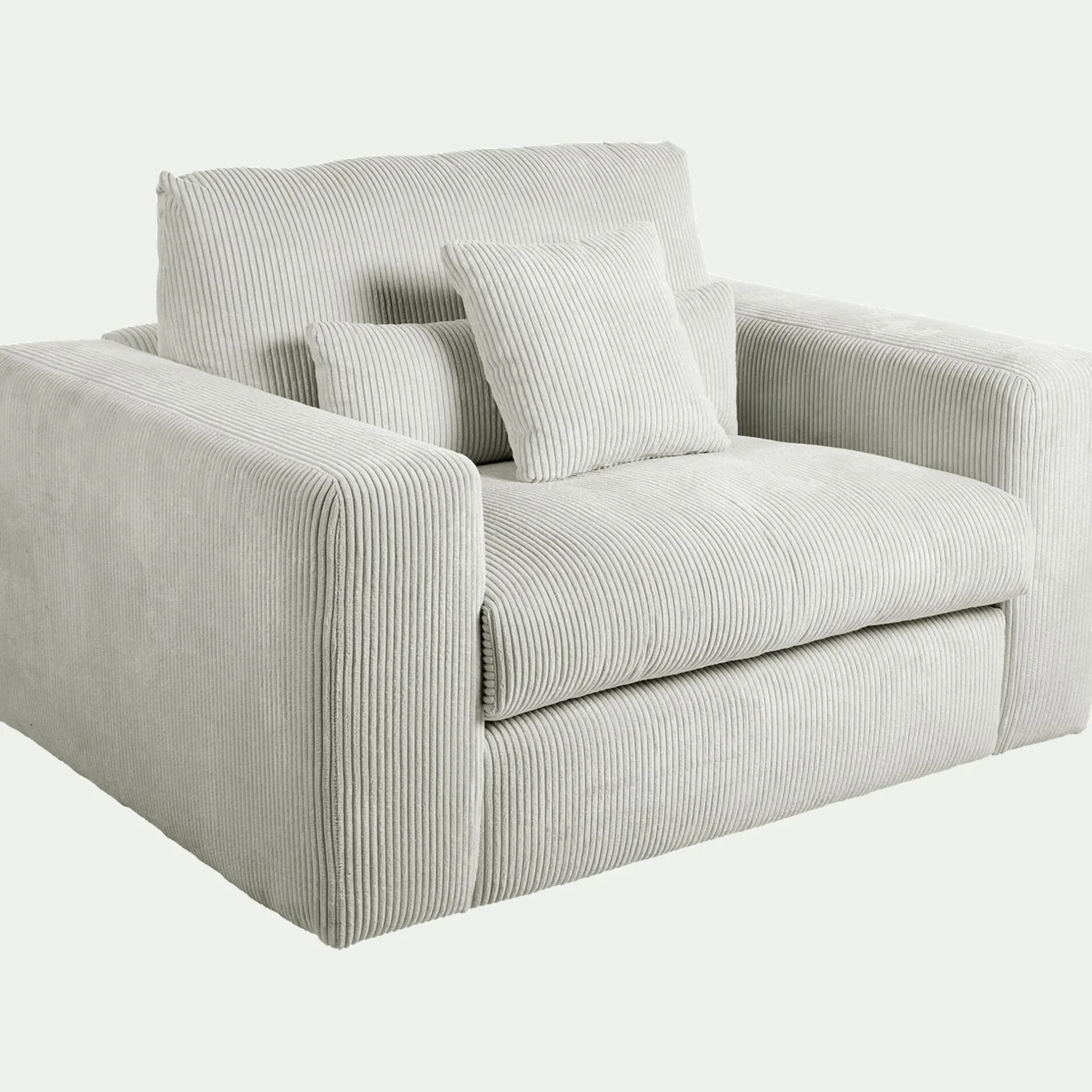 Fauteuil*alinea Fauteuil fixe en velours côtelé - borie Gris